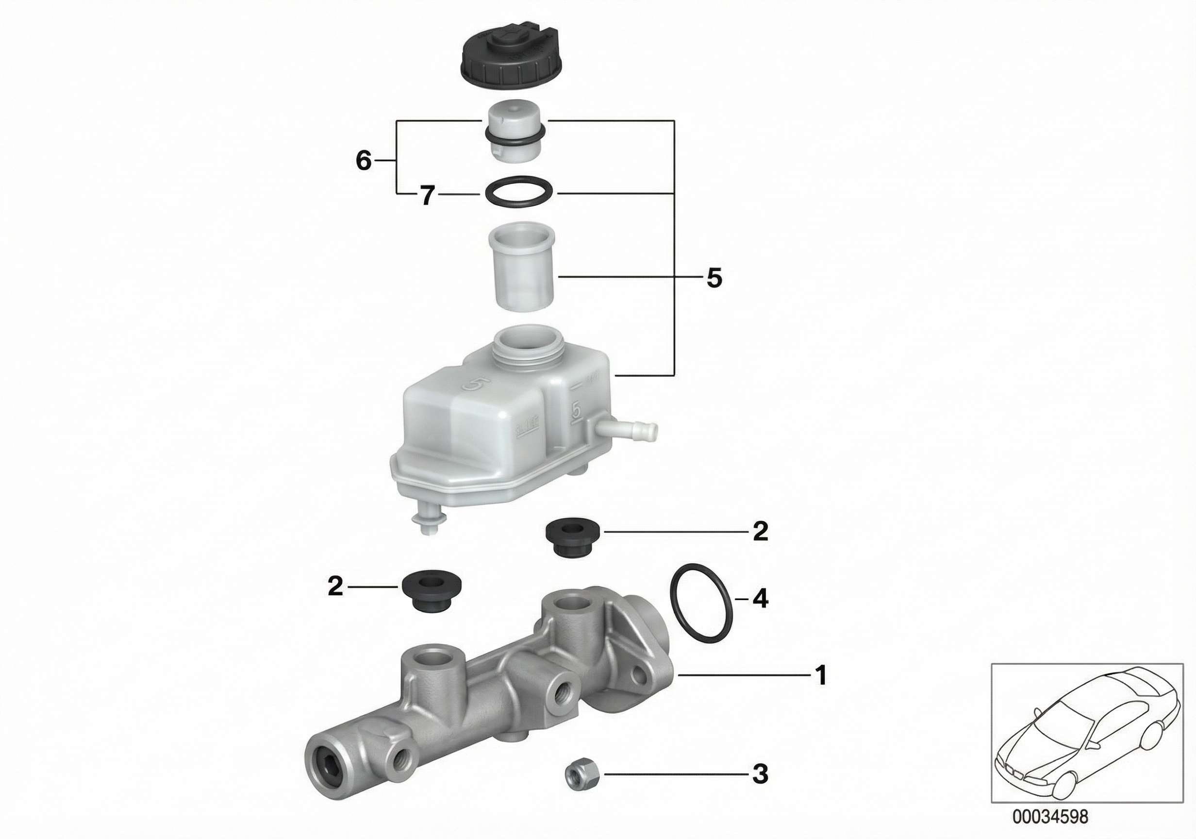 1998-2000 BMW 528i Brake Master Cylinder without Dynamic Stability Control (Used OEM)