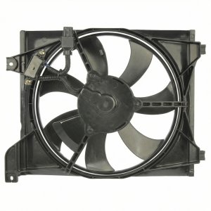 2006-2011 Kia Rio Radiator and A/C Condenser Fan Assembly - Left (Driver) (Used OEM)