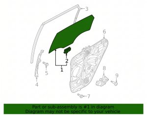 2022-2026 Hyundai Tucson Door Window Glass without Acoustic Glass - Front, Left (Driver) (Used OEM)