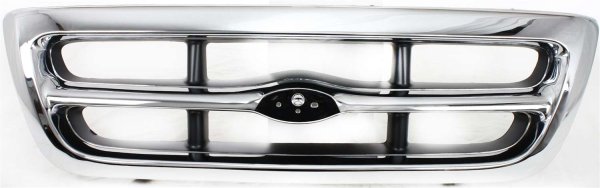 Grille for Ford Ranger XLT Model, 1998-2000, Chrome Shell with Painted Gray Insert, 2WD (Two-Wheel Drive), Replacement