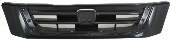 Grille for Honda CR-V 1997-2001, Painted Black Shell and Insert, Without Chrome Insert Molding, Replacement