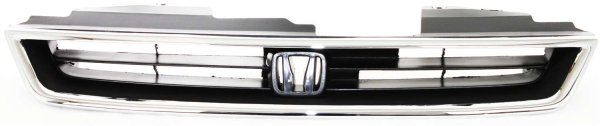 Grille for 1996-1997 Honda Accord, 4-Cylinder, Chrome Shell with Textured Black Insert, Replacement