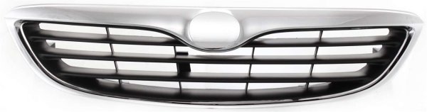 Grille for 1998-1999 Mazda 626, Plastic Material with Chrome Shell and Painted Black Insert, Replacement