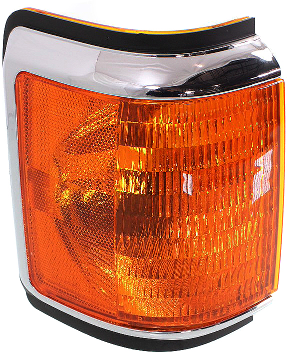 Right (Passenger) Corner Light for Ford F-Series 1987-1991, Lens and Housing with Trim, Replacement Models: F-150, F-250, F-350, F-Super Duty.