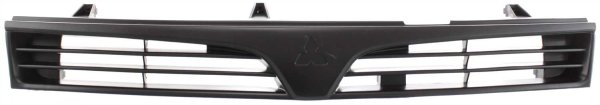 Grille for Mitsubishi Mirage 1997-2001, Textured Black Shell and Insert, ABS Plastic, Sedan, without Chrome, Replacement