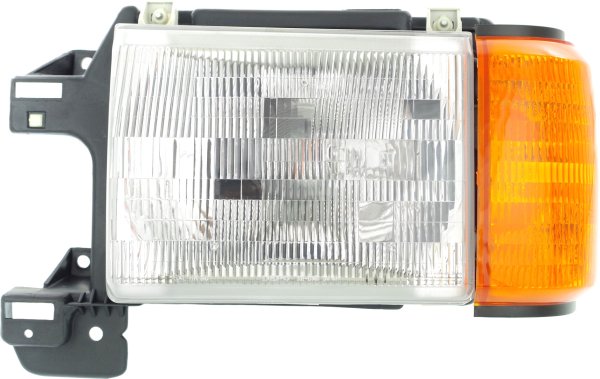 Headlight Assembly for Ford F-Series 1987-1991, Left (Driver) Side, Halogen, with Side Marker Light, without Trim, Replacement