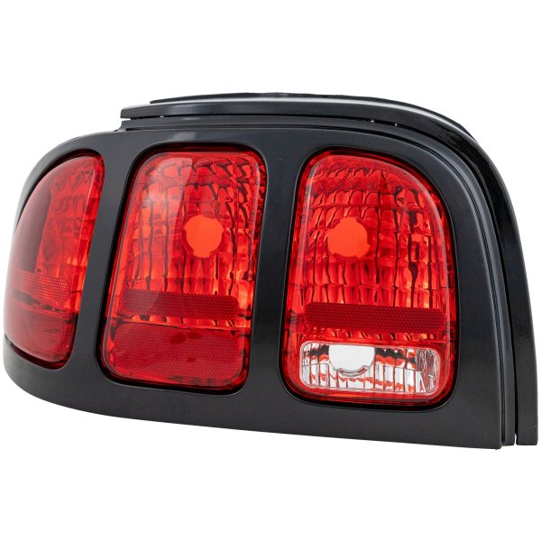 Tail Light Lens and Housing Rim without Paint for 1996-1998 Ford Mustang, Left (Driver), Replacement