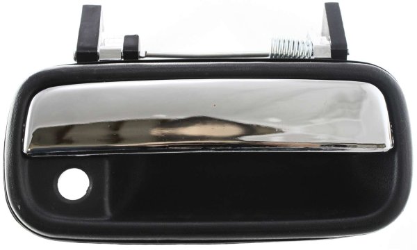 Front Exterior Door Handle for Toyota Pickup 1989-1995, 4Runner 1990-1995, Right (Passenger), Plastic Chrome Lever with Black Bezel, w/Keyhole, Replacement