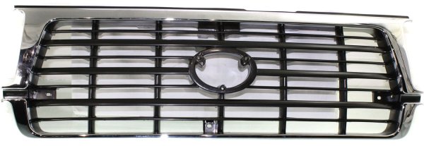 Grille for Toyota Land Cruiser 1995-1997, Chrome Shell with Painted Dark Argent Insert, Replacement