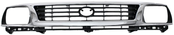 Grille for 1995-1996 Tacoma, Plastic, Chrome Shell/Painted Black Insert, 2WD (Two-Wheel Drive), Replacement