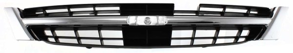 Grille for Nissan Maxima 1997-1999, Chrome Shell with Painted Black Insert, Replacement