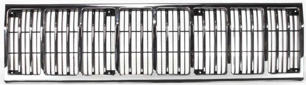Grille for Jeep Cherokee (1988-1990) and Comanche (1988-1992), Chrome Shell with Painted-Black Insert, Replacement