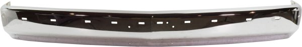 Front Bumper Face Bar for Chevrolet C/K Full Size Pickup 1988-2002, Chrome Finish, w/o Air Intake Holes, w/ Impact Strip and Pad Holes, Replacement