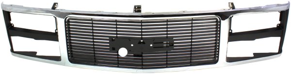 Chrome Shell/Black Insert Grille for 1988-1993 GMC C/K Series, Compatible with Quad or Composite Headlights, Replacement
