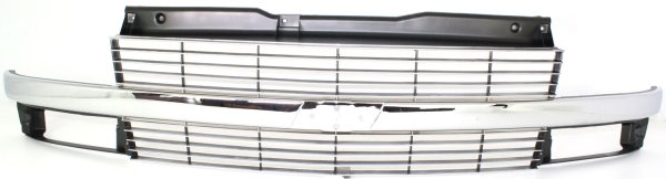 Grille for Chevrolet Astro 1996-2005, Chrome and Silver, with Composite Headlight, Replacement