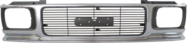 Grille for GMC Jimmy 1992-1994/Sonoma 1991-1993, Chrome Shell with Painted Gray Insert, Made of ABS Plastic, Replacement