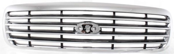 Grille for 1998-2011 Ford Crown Victoria, Chrome Shell with Painted Gray Insert, ABS Plastic, Replacement