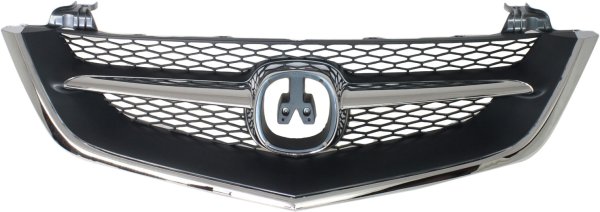 Grille for Acura TL 2002-2003, Chrome Shell with Painted Black Insert, Includes Chrome Center Bar, Replacement