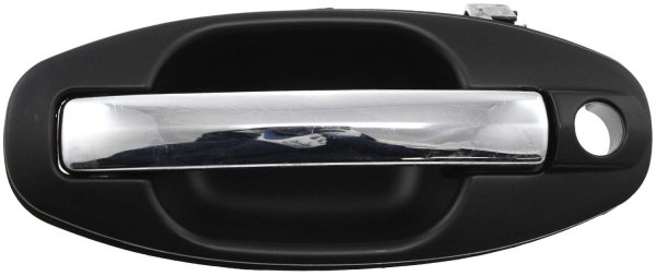 Front Exterior Door Handle for Hyundai Santa Fe 2001-2006, Left (Driver), Primered (Ready to Paint) Bezel, Chrome Lever, with Keyhole, Replacement
