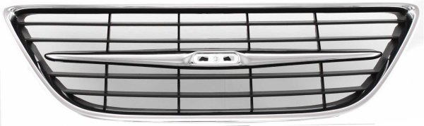 Center Grille for SAAB 9-3 2003-2007, Chrome Shell with Painted Black Insert, Suitable for Convertible, Sedan, Wagon Models, Replacement