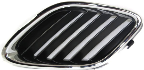 Chrome Shell/Black Painted Insert Grille for SAAB 9-3 Convertible/Sedan/Wagon, 2003-2007, Right (Passenger) Side, Replacement