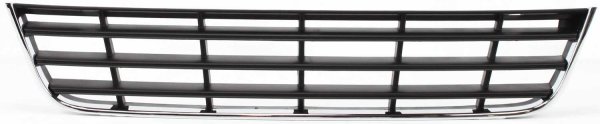 Front Bumper Grille for Volkswagen Passat 2006-2010, Center, Lower Position, Black, with Chrome Moulding, Replacement