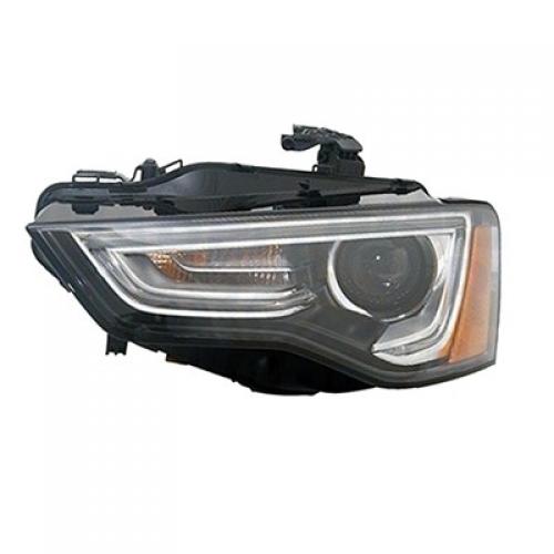Left (Driver) Headlight Assembly for 2012-2017 Audi A5 Quattro, Xenon, without Curve Lighting, from 5-9-12, Composite,  8T0941043E, Replacement