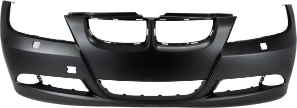 Front Bumper Cover for BMW 3-Series 2006-2008, Primed (Ready to Paint), with Headlight Holes, without Parking Distance Control Sensor Holes, Sedan/Wagon, Replacement