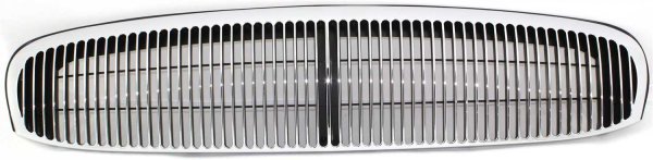 Grille for Buick Park Avenue Base Model, 1997-2004, Chrome Shell/Painted Black Insert Plastic, Replacement