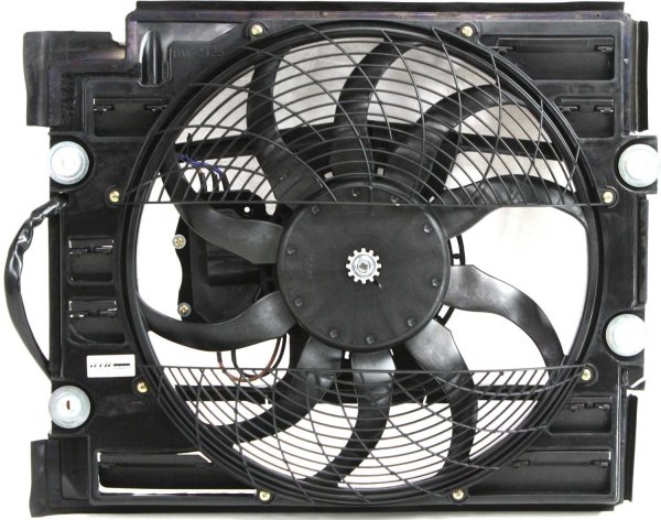 A/C Fan Shroud Assembly for BMW 5-Series 1999-2003 with Control Module, Replacement - Fits models: 520i, 523i, 525i, 528i, 530i, 535i, 540i, M5.