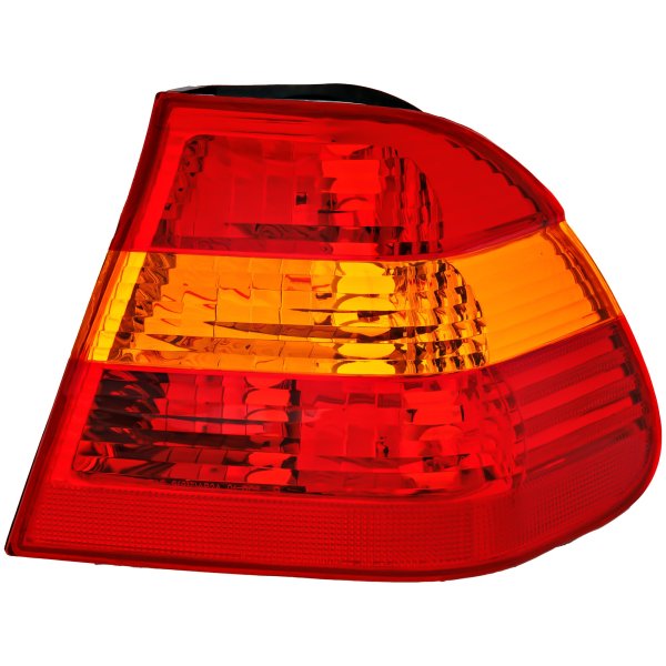 Tail Light for BMW 3-Series 2002-2005, Right (Passenger) Side, Outer Lens and Housing, Amber Red Lens, Sedan, Replacement Models: 320i, 325i, 330i.