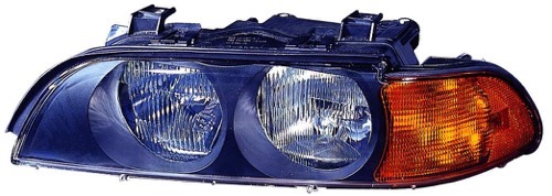 Left (Driver) Headlight Assembly for 1998 - 2000 BMW 540i, Front Headlight Assembly Replacement Housing/Lens/Cover - Halogen, Composite,  63128385091, Replacement