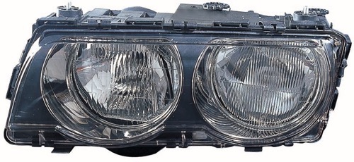 Left (Driver) Headlight Assembly for 1999 - 2001 BMW 740i Front Assembly Replacement Housing/Lens/Cover, Halogen with Bright Bezel, Composite;  63128376391, Replacement