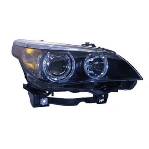 Right (Passenger) Headlight Assembly for 2004 - 2007 BMW 545i, E60 Body Code, Front Replacement Housing/Lens/Cover, Xenon, without Auto Adjust Lights, Composite,  63127160198, Replacement