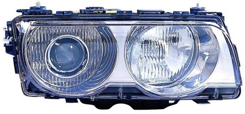 Right (Passenger) Headlight Assembly for 1999-2001 BMW 750iL, Front Replacement Housing / Lens / Cover, Xenon with Bright Bezel, Composite,  63126907318, Replacement