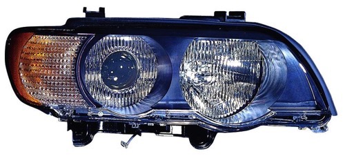Left (Driver) Headlight Lens/Housing for 2000 - 2003 BMW X5, Front Assembly Replacement, Xenon, with White Turn Signals,  63126930239, Replacement