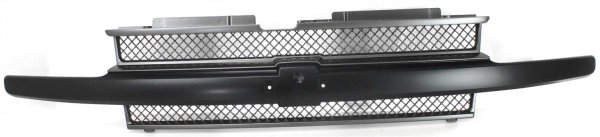 Grille for Chevrolet Trailblazer 2002-2005, Painted Black Shell and Insert with Black Center Bar, without Headlight Washer Holes, Replacement