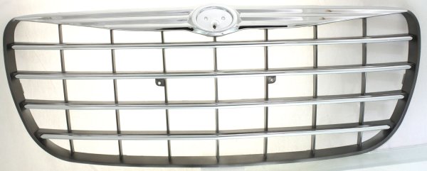 Grille for 2004-2006 Chrysler Sebring, Chrome Shell with Painted Silver Insert, Suitable for Convertible and Sedan, Replacement
