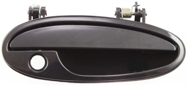 Front Exterior Door Handle for Pontiac Grand Prix 1997-2008, Right (Passenger) Side, Smooth Black, with Keyhole, Replacement
