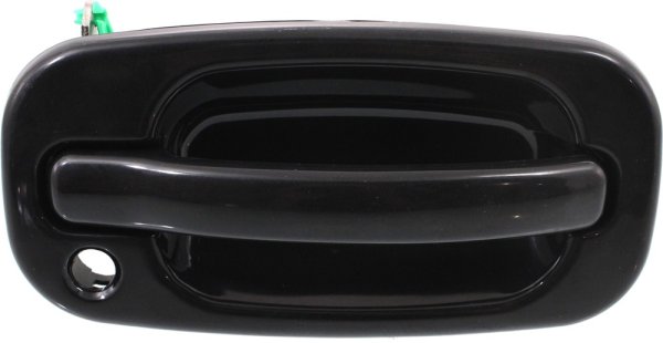 Front Exterior Door Handle for Chevrolet Silverado/GMC Sierra 1999-2006, Right (Passenger), Smooth Black with Keyhole, Fits 2007 Classic, Replacement