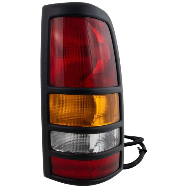 Tail Light Assembly for GMC Sierra & Chevrolet Silverado 3500 (2001-2003), Right (Passenger), Fleetside with Black Bezel, Replacement