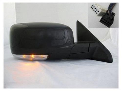 Outside Rear View Mirror Assembly for 2009 Dodge Ram 1500, Right (Passenger) Side, Heated, with Turn Signal Light and Puddle Light, Paint To Match,  1FX361BSAD, Replacement