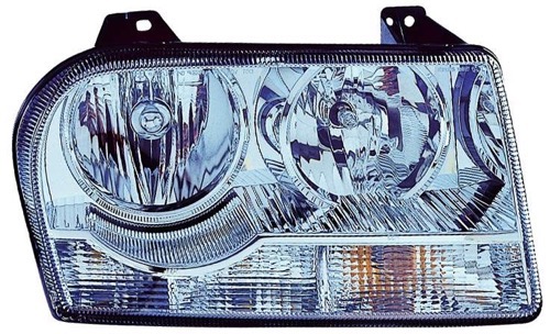 Left (Driver) Headlight Assembly for 2008 Chrysler 300, Front Replacement Housing, Lens, Cover, Halogen, without Delay Option, Composite, 4805757AI, Replacement