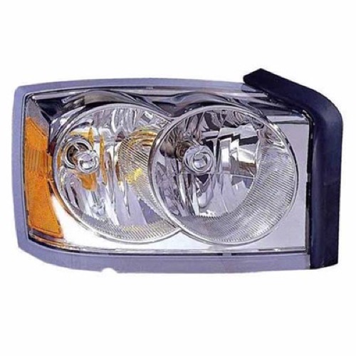 Right (Passenger) Headlight Assembly for 2006 - 2007 Dodge Dakota, Front Replacement without Black Bezel; Composite;  55077606AC