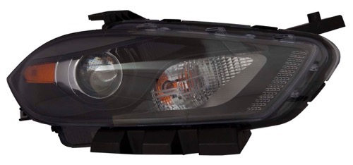 Right (Passenger) Headlight Assembly for 2013 - 2015 Dodge Dart, Front Replacement Housing/Lens/Cover, Black Trim, Composite,  68085140AL, Replacement