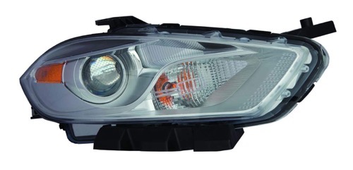 Right (Passenger) Front Headlight Assembly Replacement Housing/Lens/Cover for Dodge DaRight, 2013 - 2015, Halogen, Chrome Trim,  68081388AL, Replacement