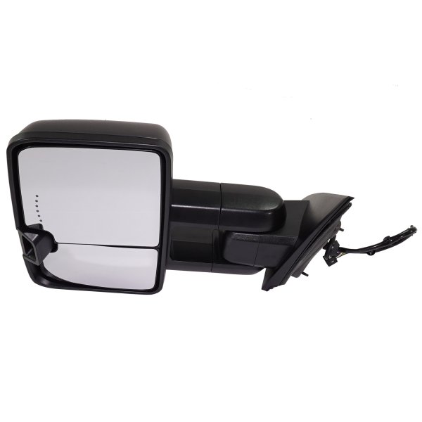 Towing Mirror Left (Driver) for Chevrolet Silverado/GMC Sierra 1500, 2014-2018, Power, Manual Folding, Heated, Textured, Includes 2019 1500 LD/Sierra 1500 Limited, with Amber LED Signal Light, Replacement
