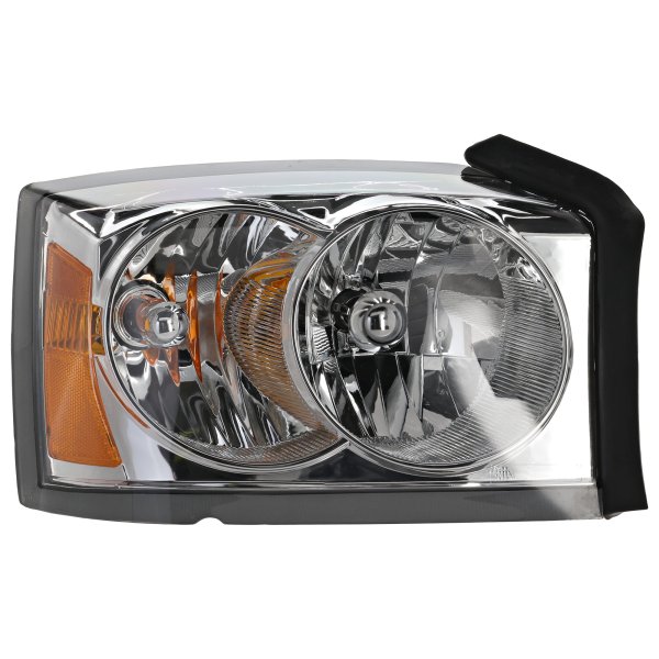 Headlight Assembly for 2005-2007 Dakota, Right (Passenger), Halogen, Chrome Interior, with Corner Light Bulb Shield, Replacement