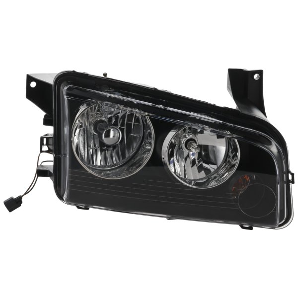 Headlight Assembly for Dodge Charger 2007-2010, Right (Passenger), Halogen, Black Interior, From 11-8-06, Replacement