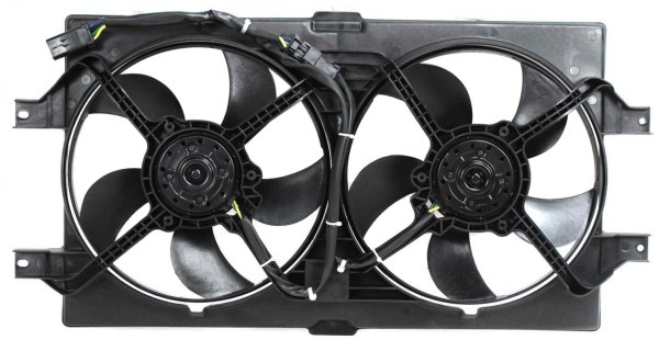 Radiator Fan Assembly for Chrysler Concorde, Intrepid (1998-2004), LHS (1999-2001), Dual Fan, Stamped with Neat Metal Cast, Neat Metal Die, Neat Metal Stencil, Replacement
